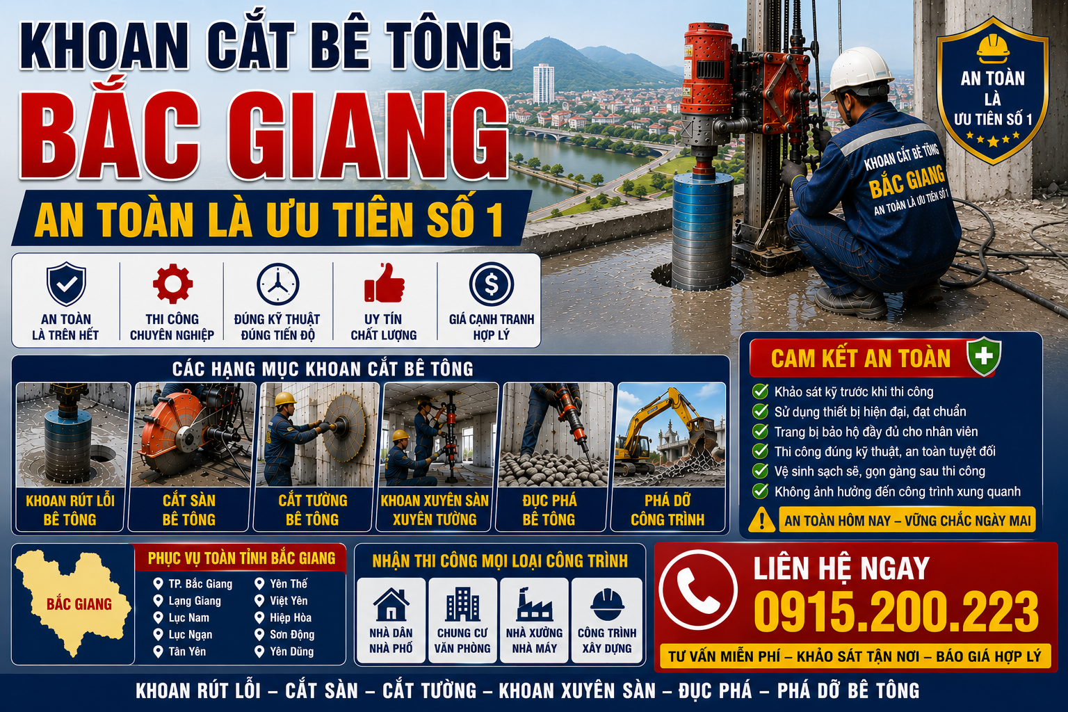Khoan Cắt Bê Tông Bắc Giang – An Toàn Là Ưu Tiên Số 1