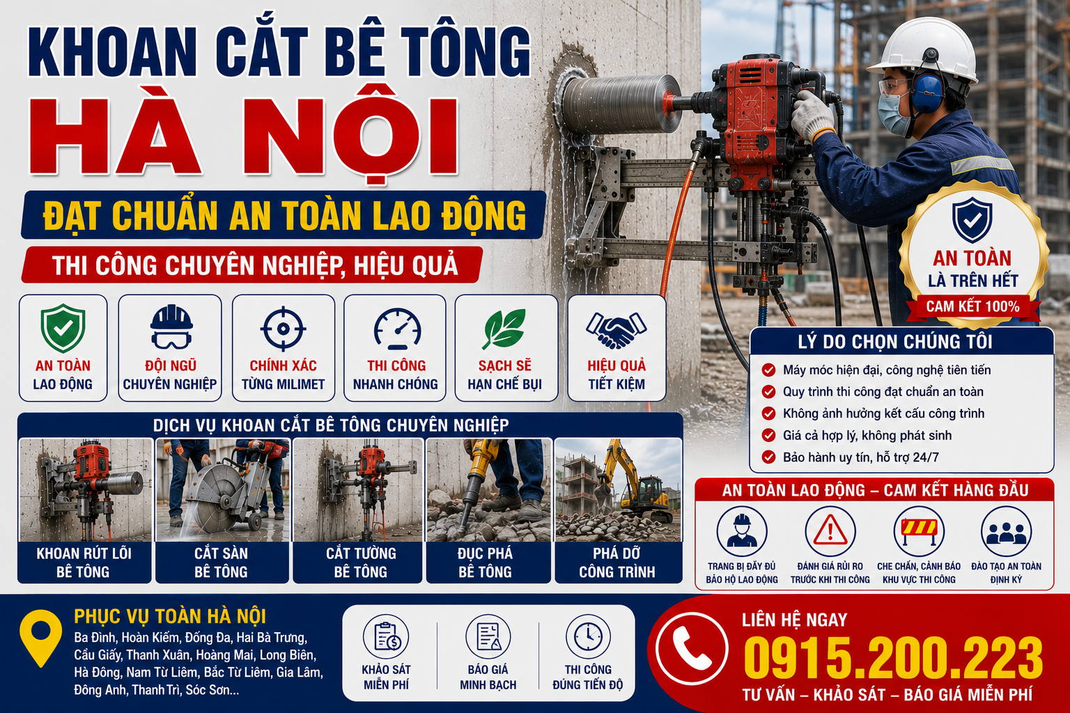 Khoan Cắt Bê Tông Hà Nội Đạt Chuẩn An Toàn Lao Động – Thi Công Chuyên Nghiệp, Hiệu Quả