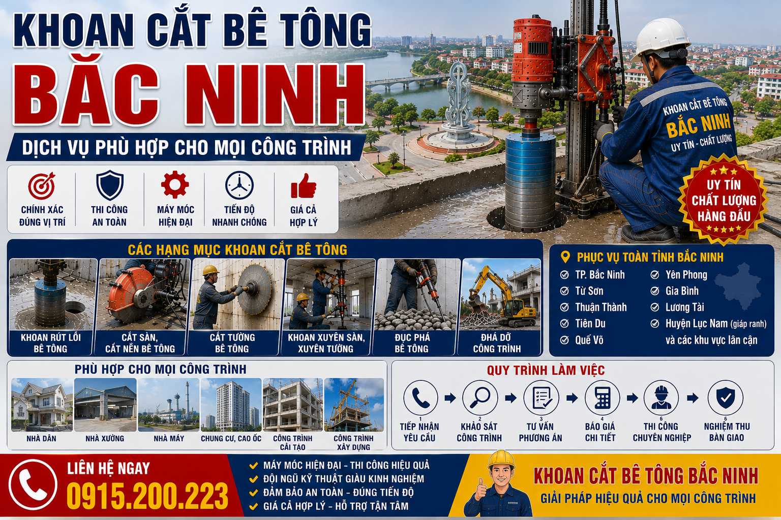 Khoan Cắt Bê Tông Bắc Ninh – Dịch Vụ Phù Hợp Cho Mọi Công Trình